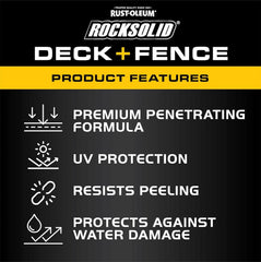 RockSolid Deck+Fence Protective Stain & Sealer with Turbo Spray System | Oil‑Base One‑Coat Protection | Superior Moisture Resistance | UV Resistant | Redwood | 23 oz Aerosol | 6 Pack