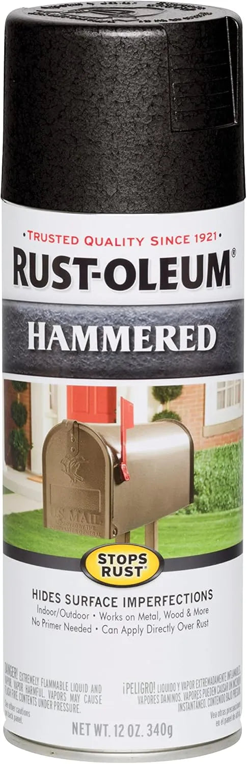 Rust-Oleum 7215830 Stops Rust Hammered Spray Paint, 12 oz, Black