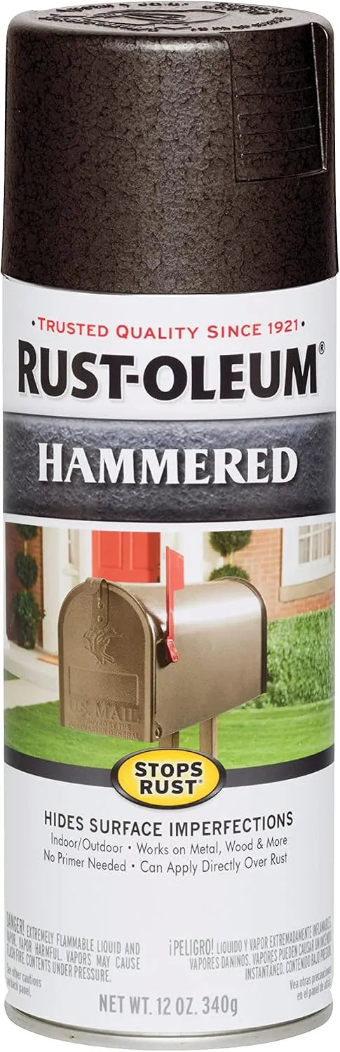 Rust-Oleum 7218830 Stops Rust Hammered Spray Paint, 12 oz, Dark Bronze