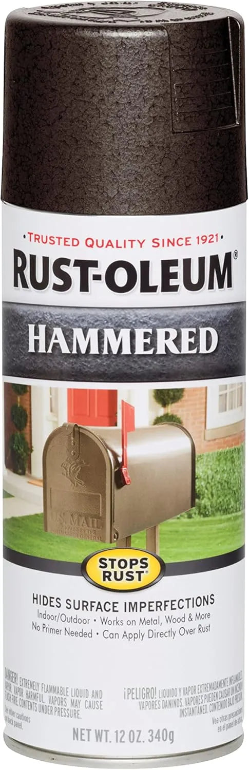 Rust-Oleum 7218830 Stops Rust Hammered Spray Paint, 12 oz, Dark Bronze