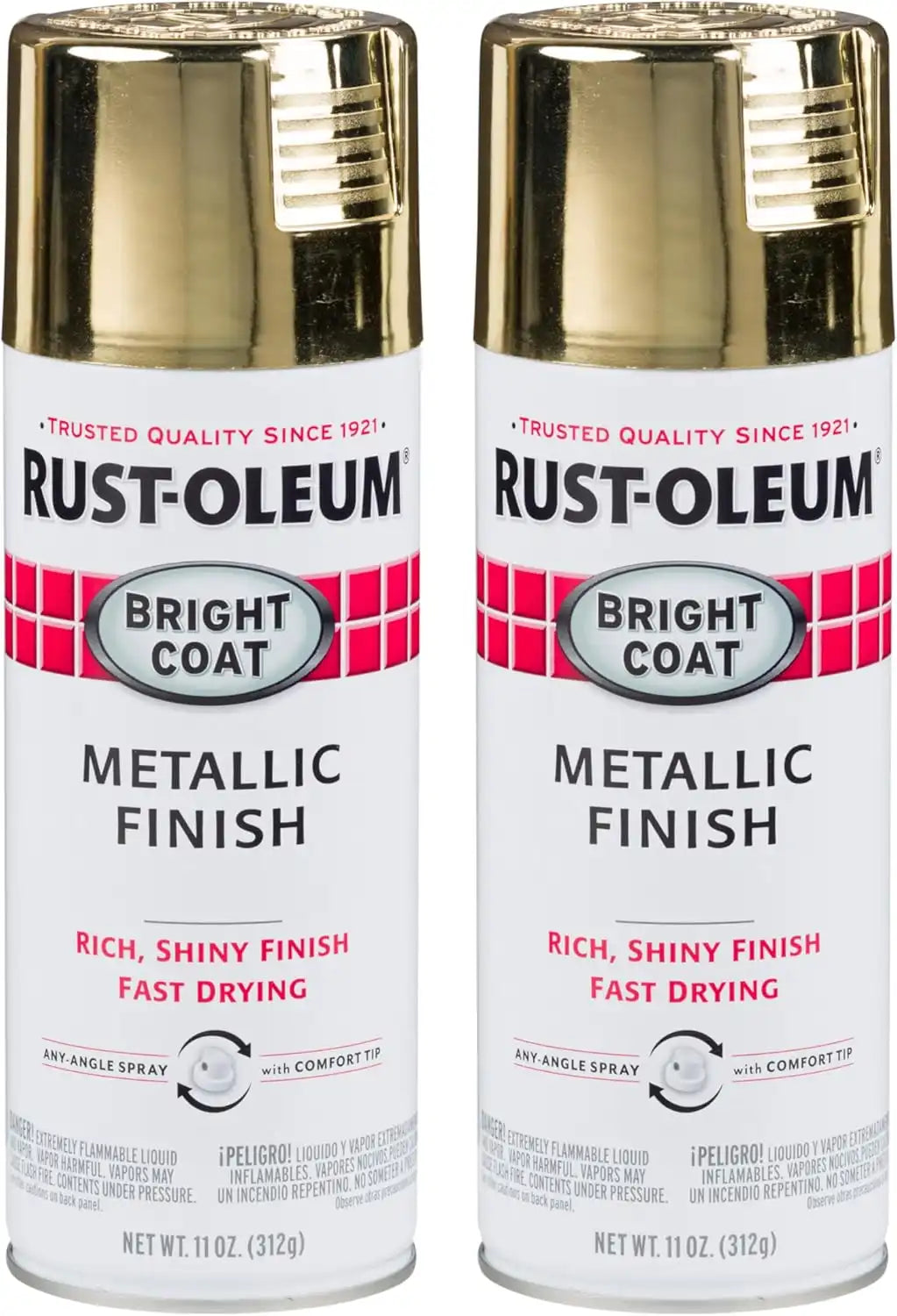 Rust-Oleum 7710830 Stops Rust Bright Coat Metallic Spray Paint, 11 Ounce, Gold, 2 Pack
