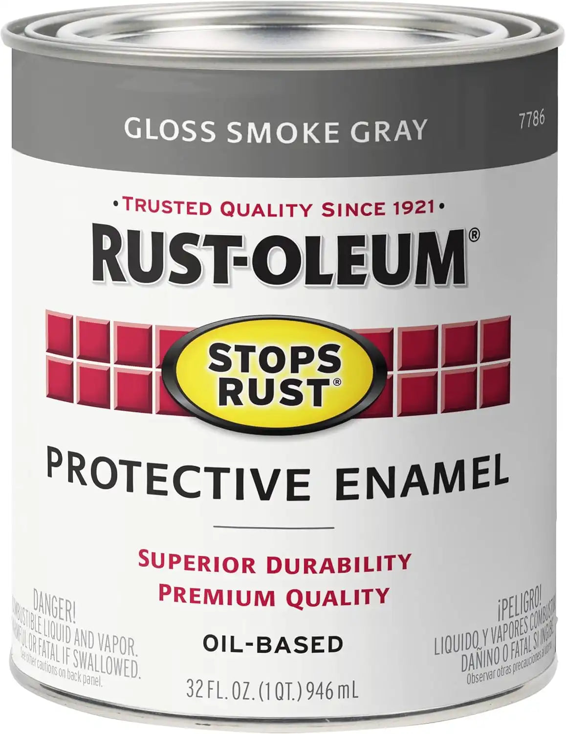 Rust-Oleum 7786502 Protective Enamel Paint Stops Rust, 32-Ounce, Gloss Smoke Gray
