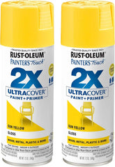 Rust-Oleum 334046-2PK Painter's Touch 2X Ultra Cover Spray Paint, 12 oz, Gloss Sun Yellow, 2 Pack