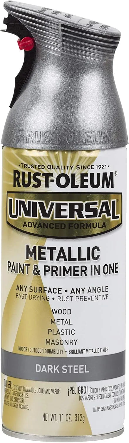 Rust-Oleum 262662-2PK Universal All Surface Metallic Spray Paint, 11 oz, Dark Steel, 2 Pack