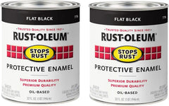 Rust-Oleum 7776502-2PK Stops Rust Brush On Paint, Quart, Flat Black, (Pack of 2)