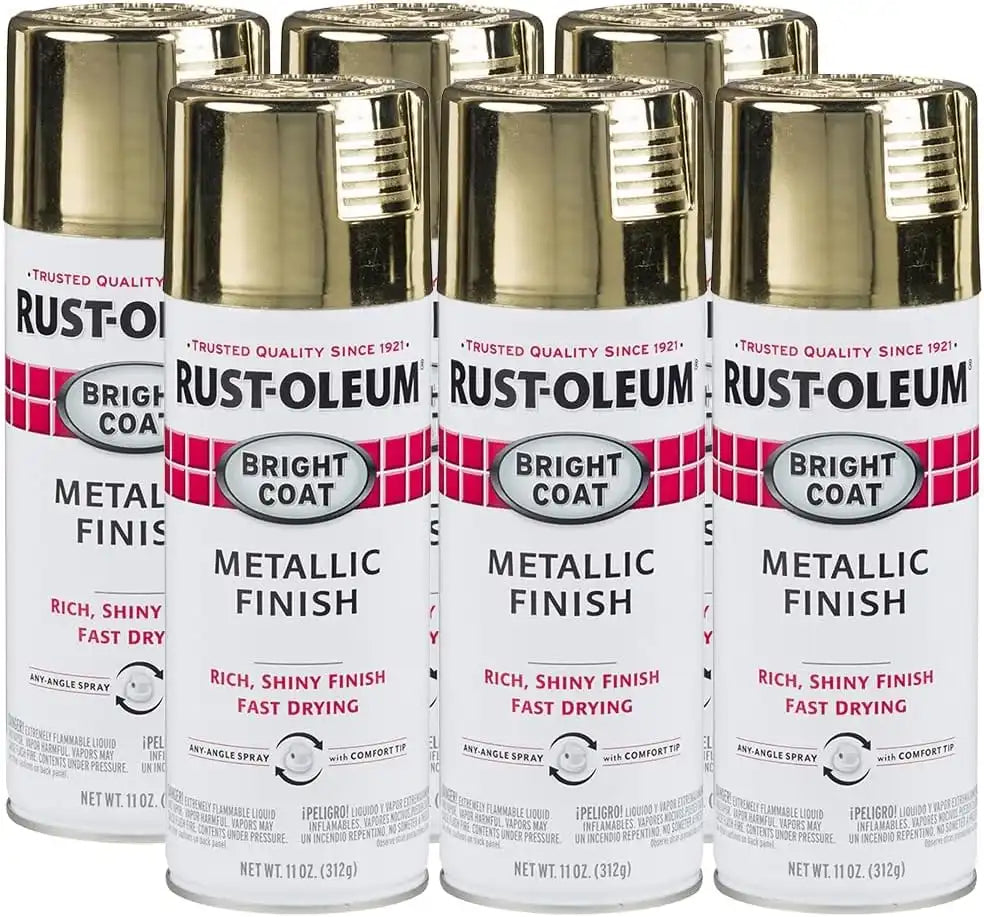 Rust-Oleum 7710830-6PK Stops Rust Bright Coat Metallic Spray Paint, 11 Ounce, Gold, (Pack of 6)