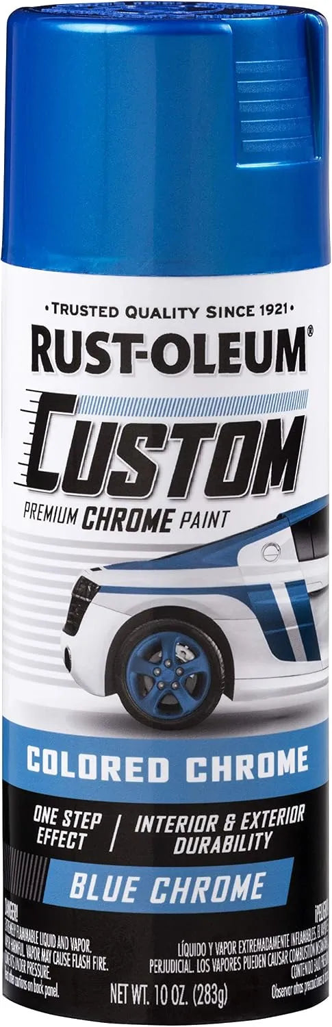 Rust-Oleum 340457 Automotive Custom Chrome Spray Paint, 10 oz, Blue