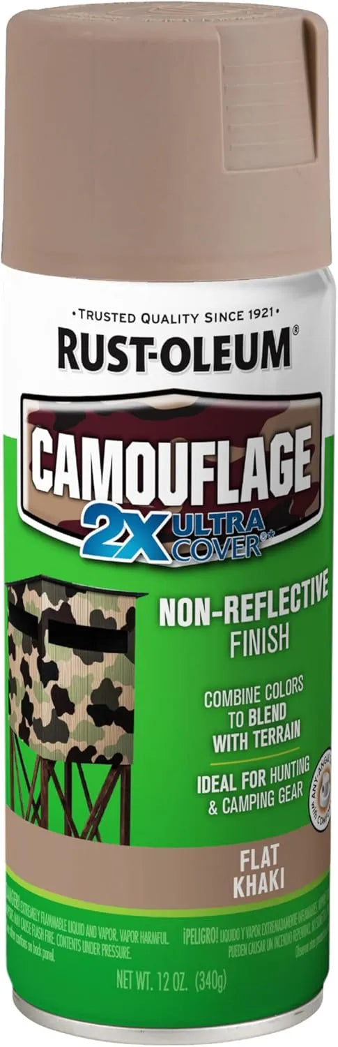 Rust-Oleum 279177 Camouflage 2X Ultra Cover Spray Paint, 12 oz, Khaki