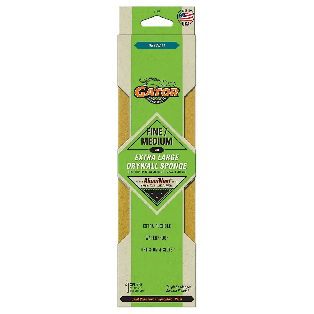 Gator 7128 Multi-Grade Fine Medium Grit Extra Large Drywall Sanding Sponge, 10 x 3 x 1 Inch