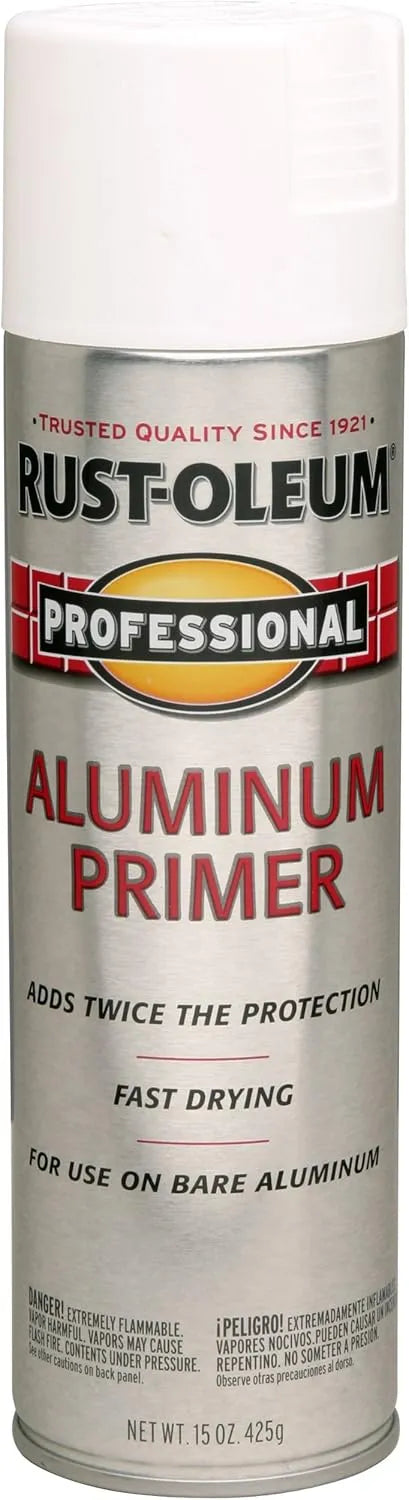 Rust-Oleum 254170 Professional Aluminum Primer Spray, 15 oz, Flat White