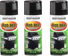 Rust-Oleum 241169-3PK High Heat Ultra Spray Paint, 12 oz, Black, 3 Pack