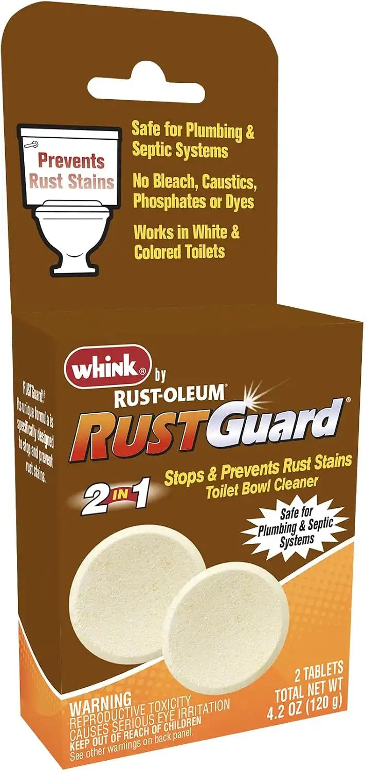 Rust-Oleum RustGuard Rust Stain Remover | Heavy-Duty Iron Stain Remover & Toilet Bowl Cleaner For White & Colored Toilets | 2 Tablet Box (Pack of 6)