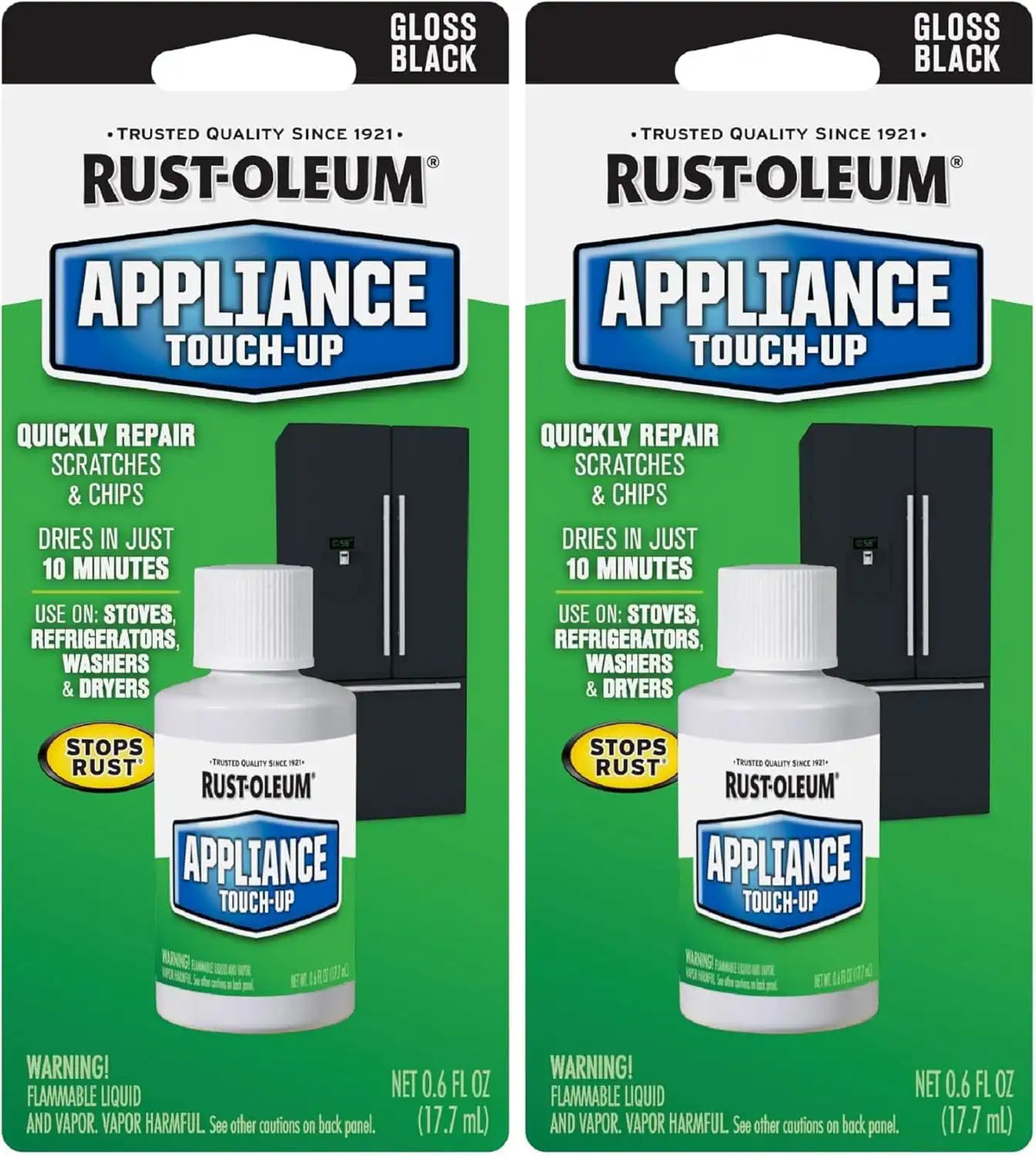 Rust-Oleum Paint 213174 .6-Ounce Specialty Brush Bottle Appliance Touch Up, Black, 0.6 Ounce (Pack of 2)