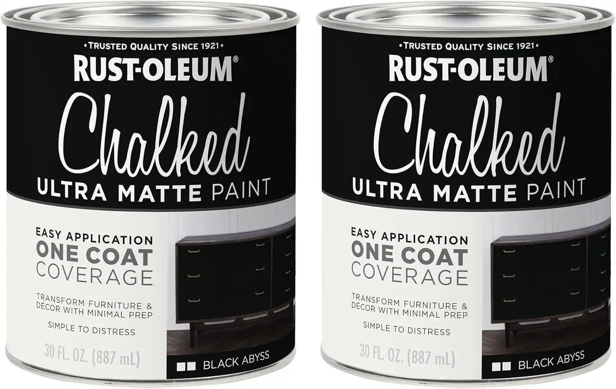 Rust-Oleum Black Abyss Chalked All-in-One Ultra Matte Paint | One Coat Coverage | No Primer, Sanding, Or Topcoat Needed | Easy Clean Up | Made in USA | 30 OZ | 2 Pack