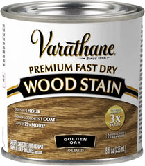 Varathane Premium Fast Dry Wood Stain | 1 Hour Dry Time | 1 Coat Color | Interior Wood Stain | Furniture, Cabinets, Doors, Trim | Half Pint | Golden Oak