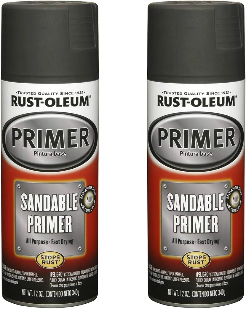 Rust-Oleum 249418-2PK Automotive Sandable Primer Spray, 12 oz, Black, 2 Pack