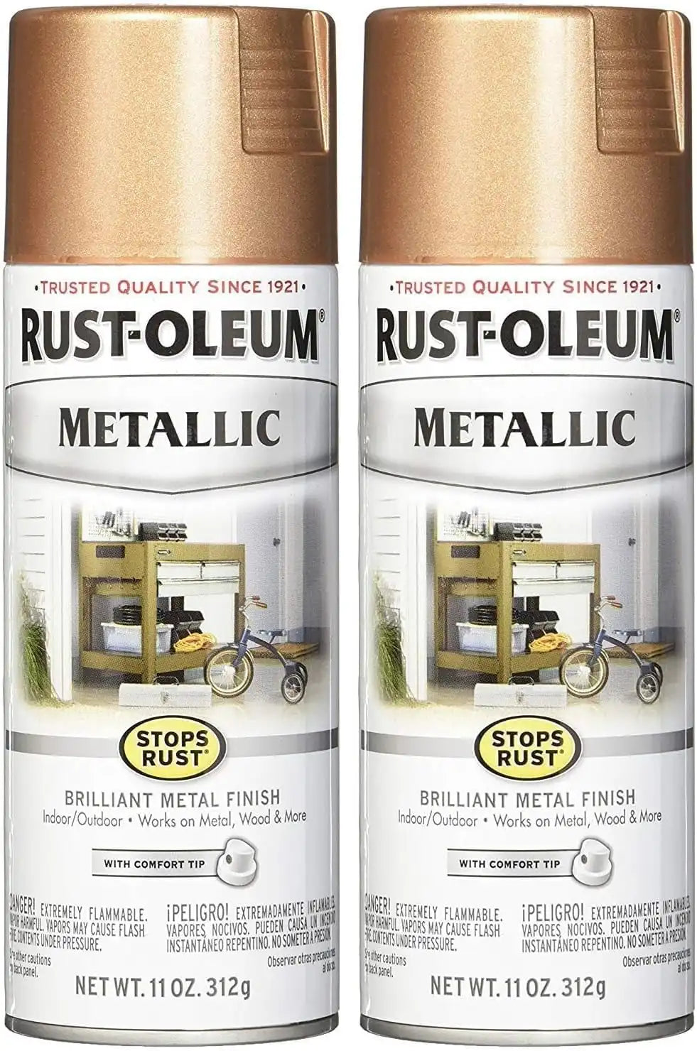 Rust-Oleum 286564 Stops Rust Metallic Spray Paint, 11 oz, Rose Gold (Pack of 2)