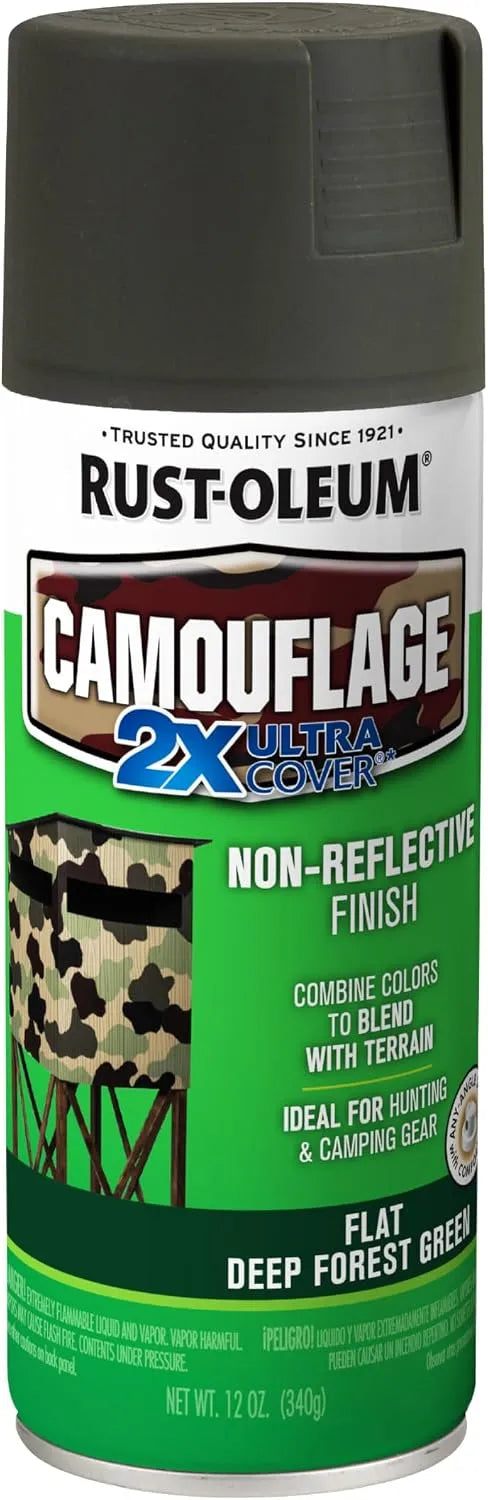 Rust-Oleum 279175 Camouflage 2X Ultra Cover Spray Paint, 12 oz, Deep Forest Green