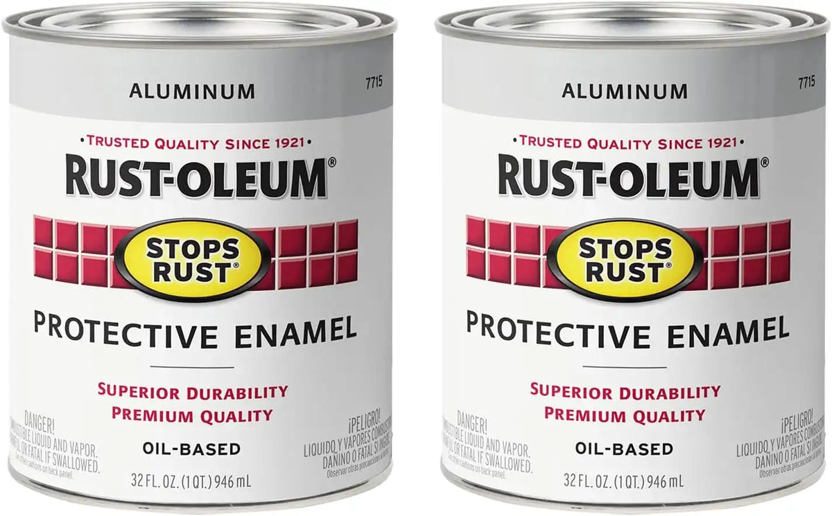 Rust-Oleum 7715502-2PK Stops Rust Brush On Paint, Quart, Metallic Aluminum, (Pack of 2)