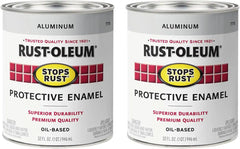 Rust-Oleum 7715502-2PK Stops Rust Brush On Paint, Quart, Metallic Aluminum, (Pack of 2)