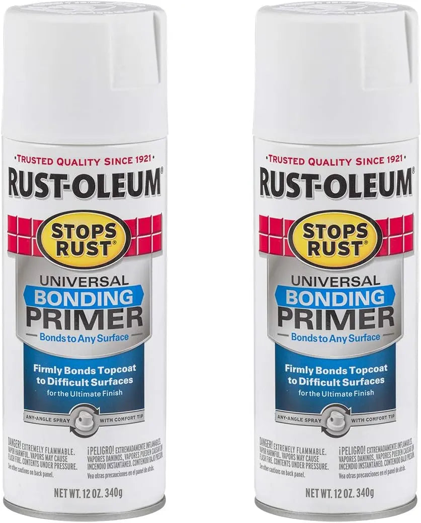 Rust-Oleum 285011-2PK Stops Rust Universal Bonding Primer Spray, 12 oz, White, 2 Pack