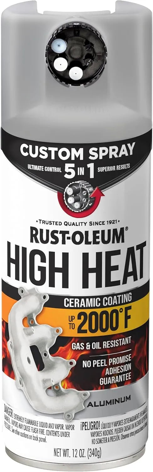 Rust-Oleum Automotive High Heat Spray Paint Custom Spray 5-in-1, 12 oz, Flat Aluminum