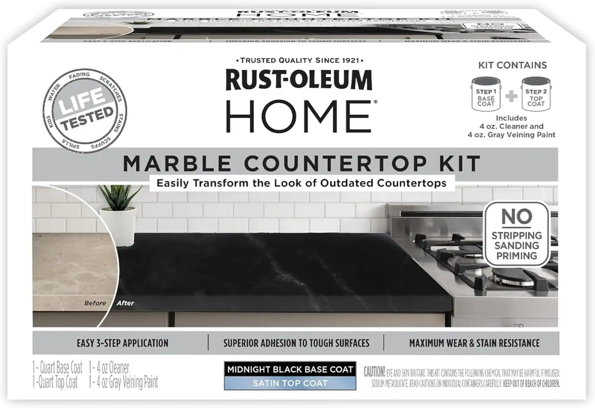Rust-Oleum 369548 Home Marble Countertop Coating Kit, 72 fl oz, Black