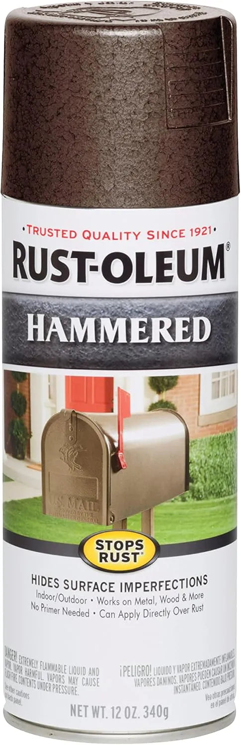 Rust-Oleum 210880 Stops Rust Hammered Spray Paint, 12 oz, Brown