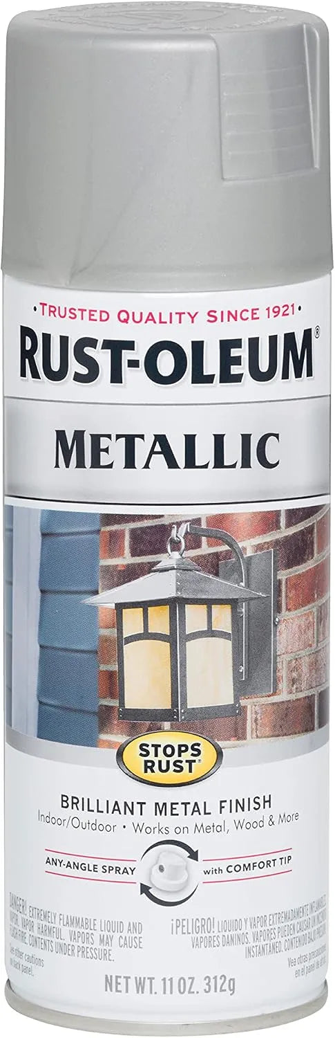 Rust-Oleum 7277830 Stops Rust Metallic Spray Paint, 11 oz, Matte Nickel