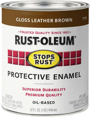 Rust-Oleum 7775502 Stops Rust Brush On Paint, Quart, Gloss Leather Brown, (Pack of 1)