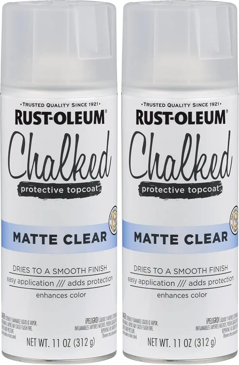 Rust-Oleum 302599 Chalked Ultra Spray Paint, 11 Ounce (Pack of 2), Matte Clear