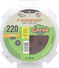 Gator 5" Random Orbit Hook & Loop Red Resin Aluminum Oxide Sanding Discs, 8-Hole, 220 Grit, 50 Pack
