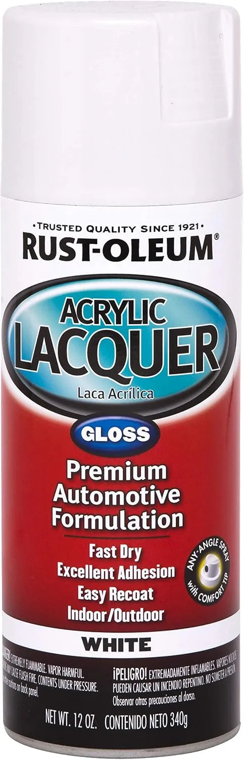 Rust-Oleum 253364 Automotive Acrylic Lacquer Spray Paint, 12 oz, Gloss White
