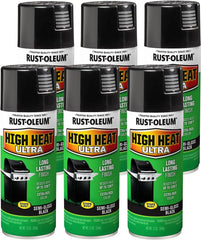 Rust-Oleum 241169-6PK High Heat Ultra Spray Paint, 12 oz, Black, 6 Pack