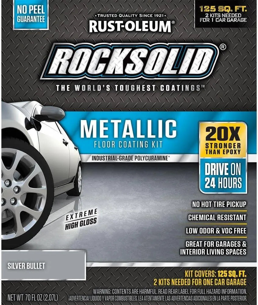 Rust-Oleum 286983 Metallic Floor Coating Kit-Silver Bullet