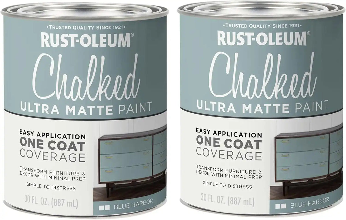 Rust-Oleum Harbor Blue Chalked All-in-One Ultra Matte Paint | One Coat Coverage | No Primer, Sanding, Or Topcoat Needed | Easy Clean Up | Made in USA | 30 OZ | 2 Pack