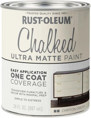 Rust-Oleum Chiffon Cream Chalked All-in-One Ultra Matte Paint | One Coat Coverage | No Primer, Sanding, Or Topcoat Needed | Easy Clean Up | Made in USA | 30 OZ