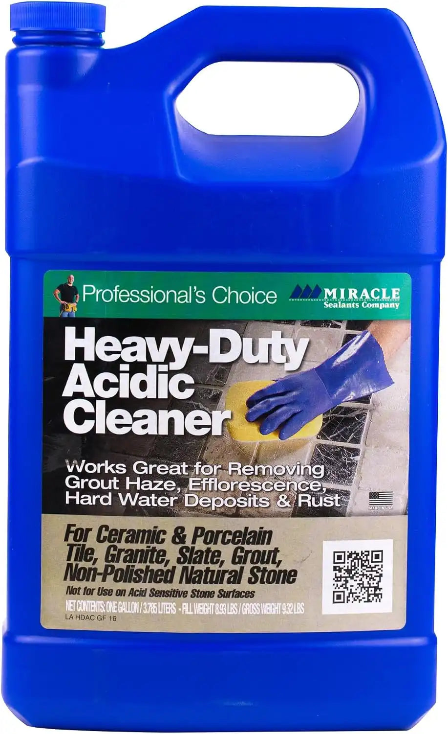 Miracle Sealants Heavy-Duty Acidic Cleaner for Tile & Stone, Grout Haze, Rust Stain & Efflorescence Remover, Gallon