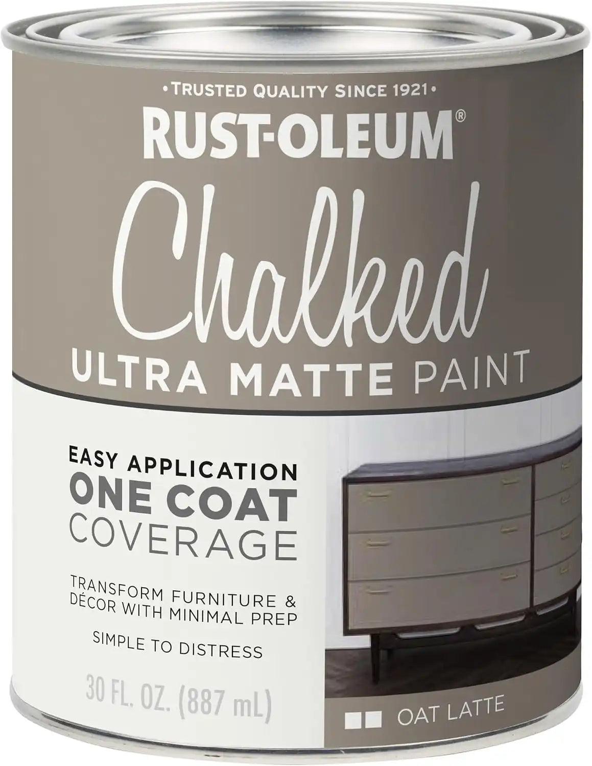 Rust-Oleum Oat Latte Chalked All-in-One Ultra Matte Paint | One Coat Coverage | No Primer, Sanding, Or Topcoat Needed | Easy Clean Up | Made in USA | 30 OZ