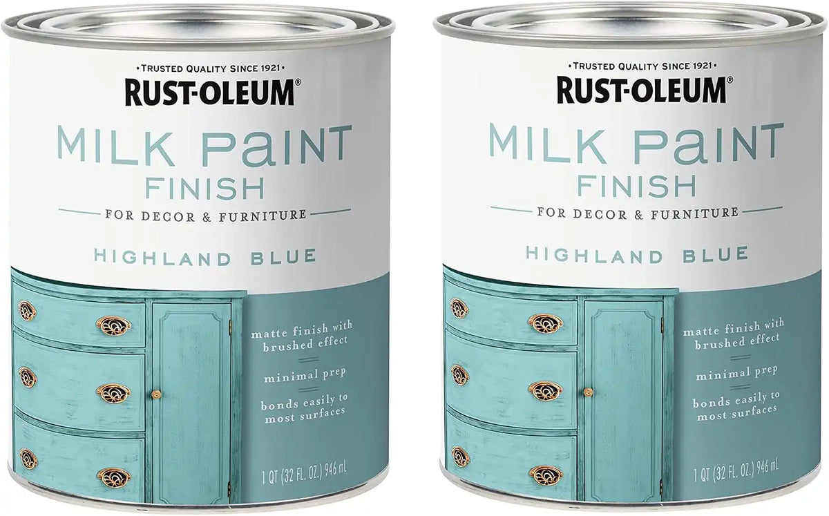 Rust-Oleum 331050-2PK Milk Paint Finish, Quart, Highland Blue, (Pack of 2)