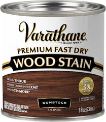 Varathane Premium Fast Dry Wood Stain | 1 Hour Dry Time | 1 Coat Color | Interior Wood Stain | Furniture, Cabinets, Doors, Trim | Half Pint | Gunstock