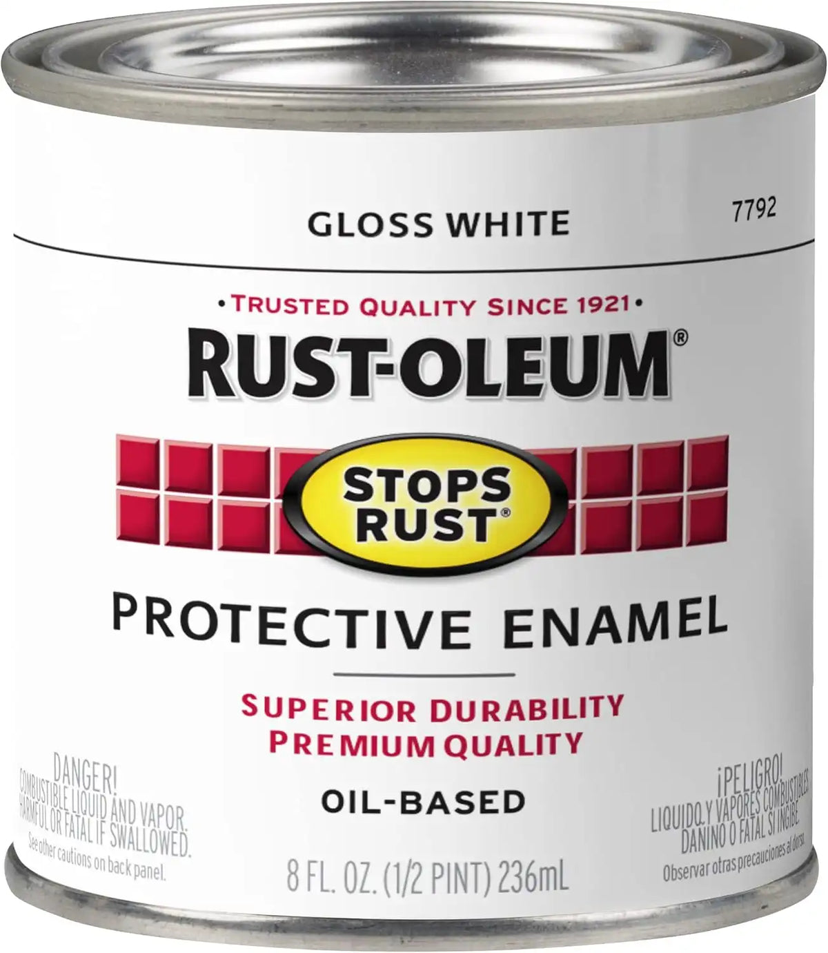 Rust-Oleum 7792730 Stops Rust Brush On Paint, Half Pint, Gloss White (Pack of 1)