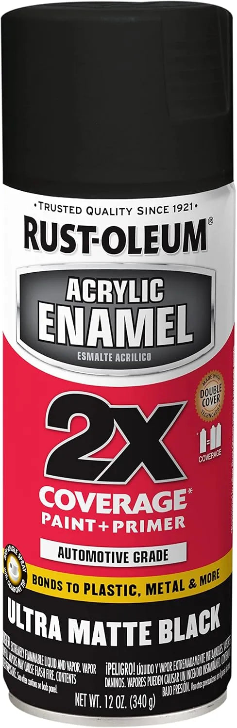 Rust-Oleum 372699 Acrylic Enamel 2X Spray Paint, 12 oz, Ultra Matte Black (Pack of 1)