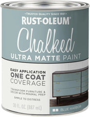 Rust-Oleum Harbor Blue Chalked All-in-One Ultra Matte Paint | One Coat Coverage | No Primer, Sanding, Or Topcoat Needed | Easy Clean Up | Made in USA | 30 OZ