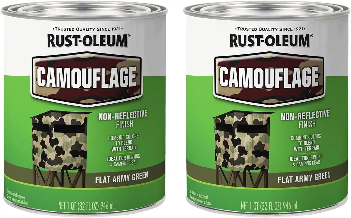 Rust-Oleum 379561-2PK Specialty Camouflage Paint, Quart, Flat Army Green, (Pack of 2)