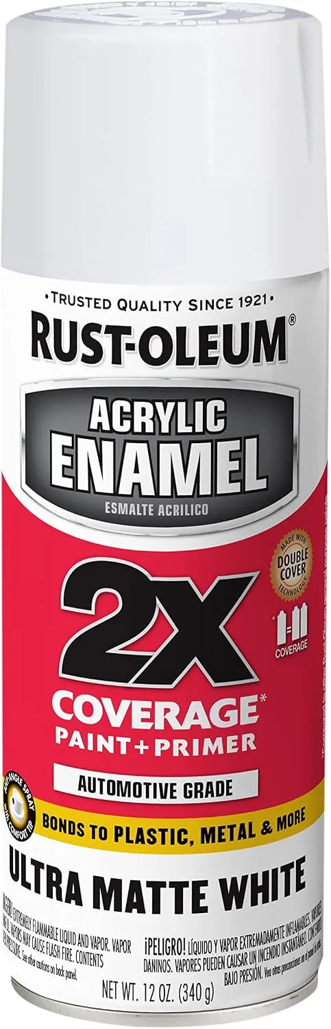 Rust-Oleum 372700 Acrylic Enamel 2X Spray Paint, 12 oz, Ultra Matte White