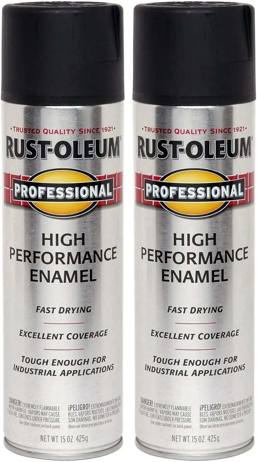 Rust-Oleum 239107 Professional High Performance Enamel Spray Paint, 15 Oz, Semi-Gloss Black (Pack of 2)