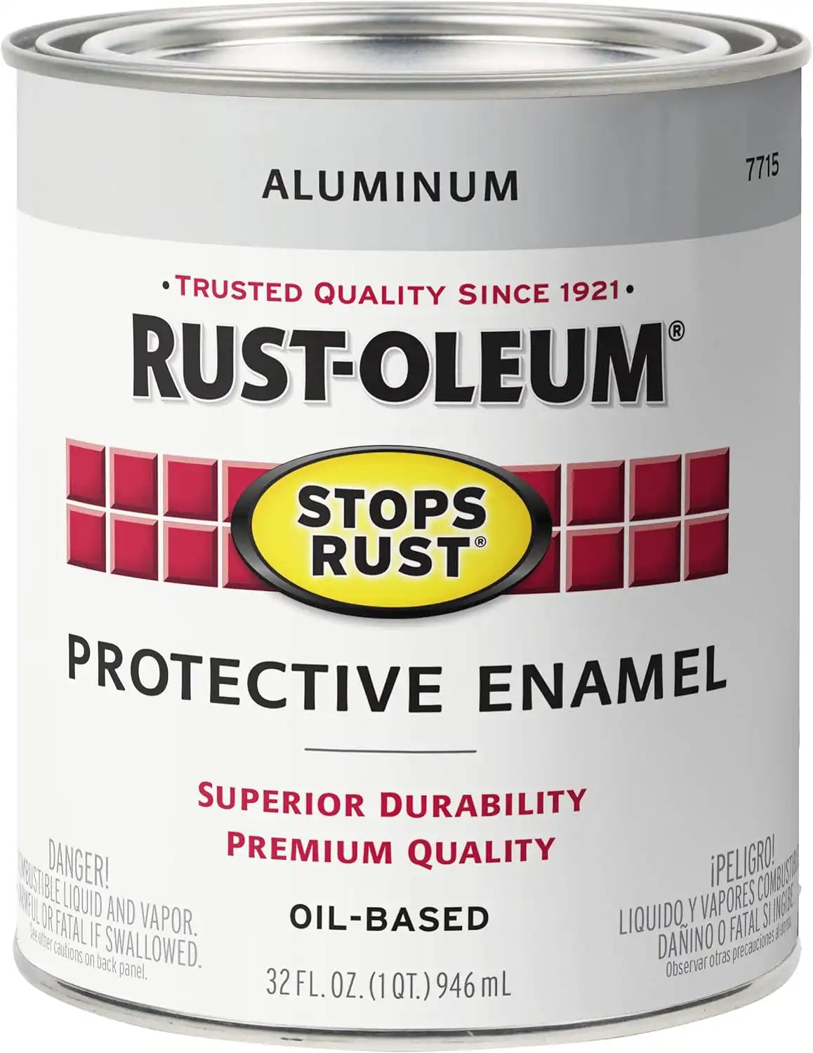 Rust-Oleum 7715502 Stops Rust Brush On Paint, Quart, Metallic Aluminum (Pack of 1)