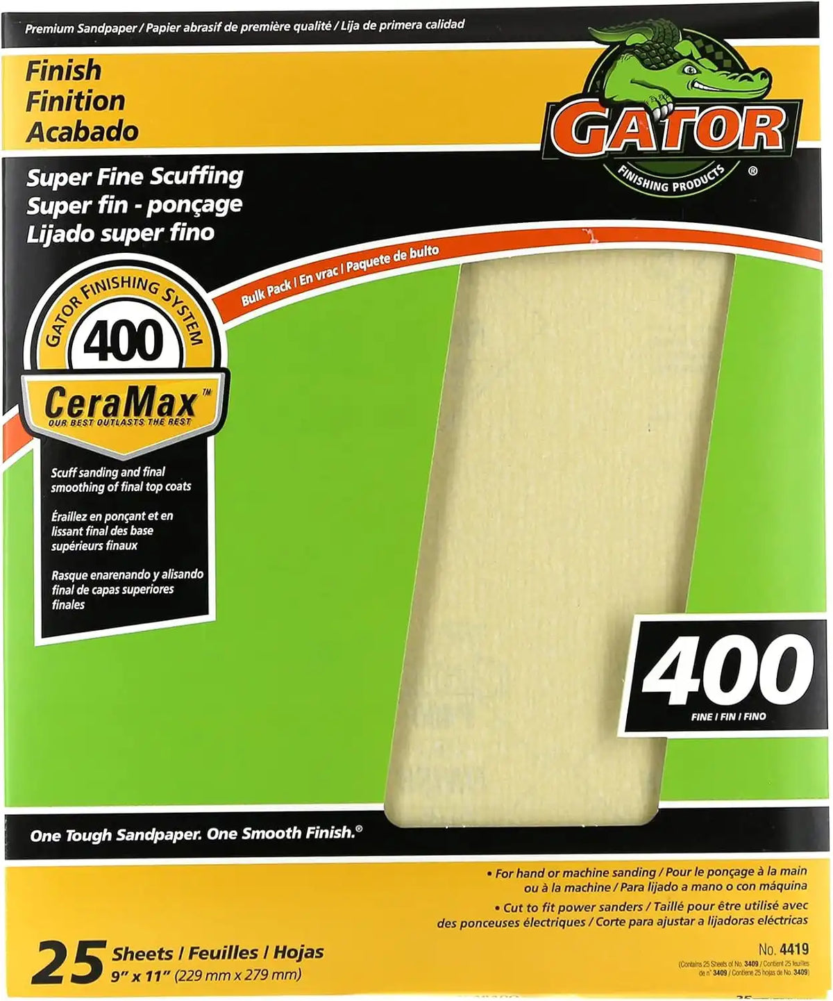 Gator CeraMax 9" x 11" Ceramic Sanding Sheets, 400 Grit, 25 Pack