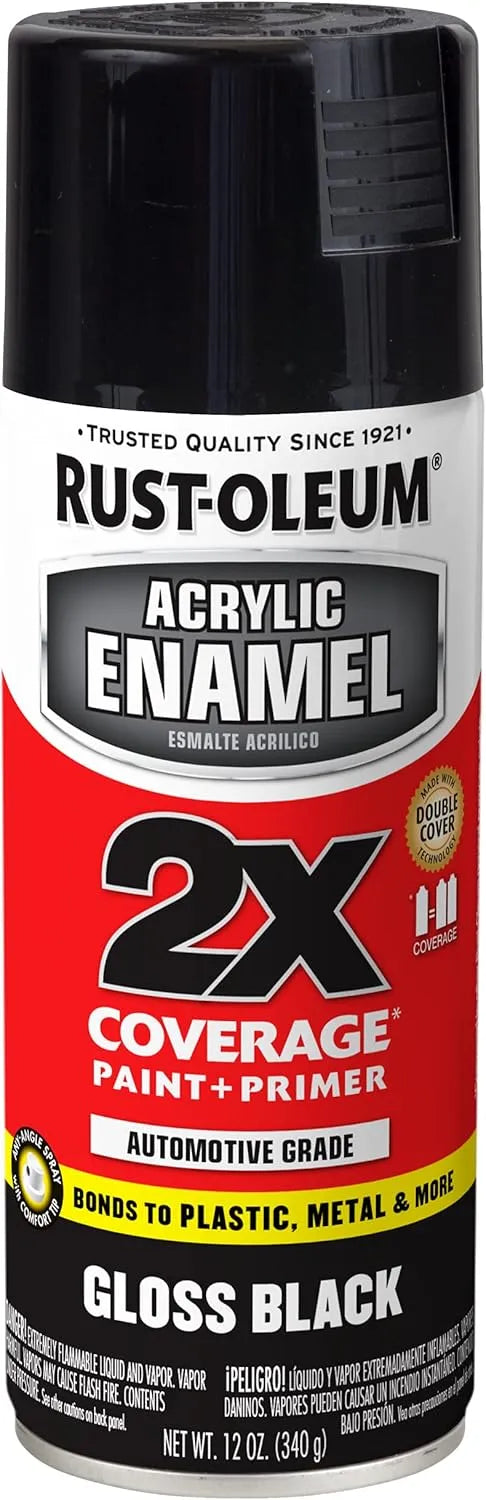 Rust-Oleum 271903 Acrylic Enamel 2X Spray Paint, 12 oz, Gloss Black, (Pack of 1)